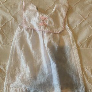 "S" Monogram white seersucker dress Cecil and Lou